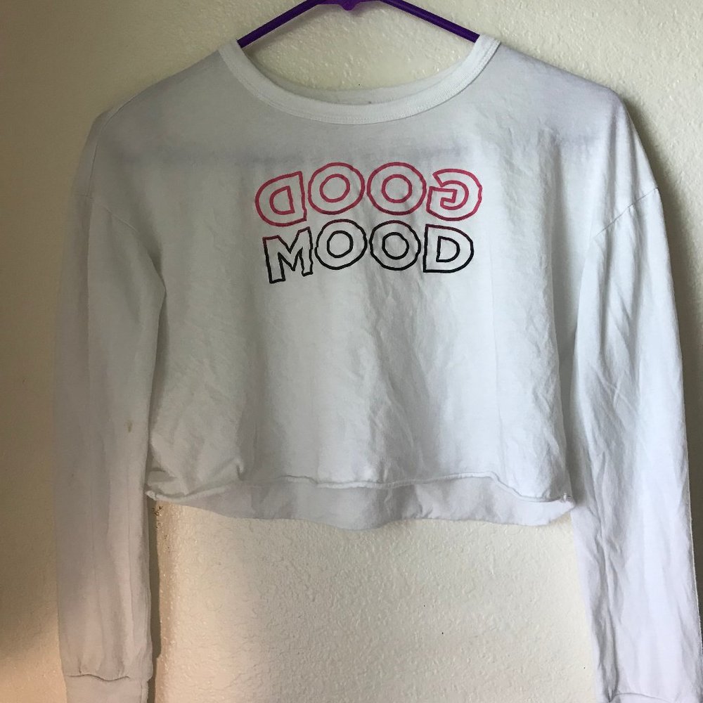 White long sleeve tee with print